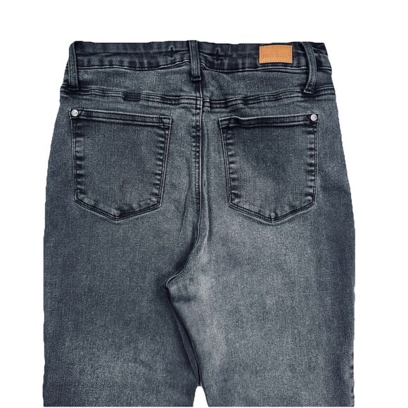 Judy Blue Roll Cuff Crop Capri Jeans 9/29 (29x23.5) Weathered Black High Stretch - Picture 8 of 9